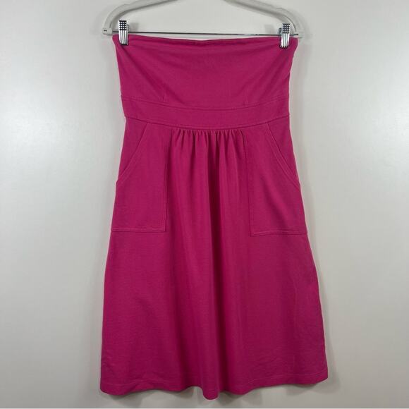 J. Crew Factory New Womens 6 Strapless Dress Barbiecore Pockets Mini Summer - Picture 6 of 8